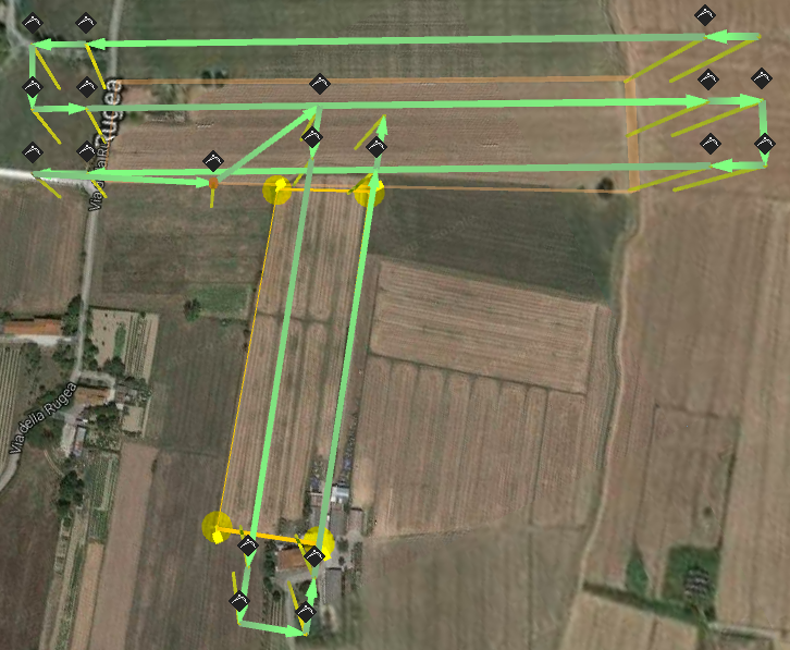 UgCS Optimized survey flight passes for each part of a complex photogrammetry area