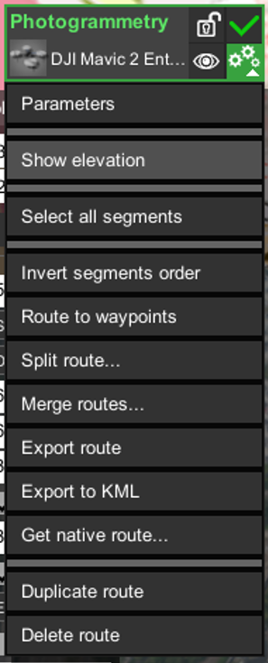 Accessing Route cards Parameters settings in UgCS