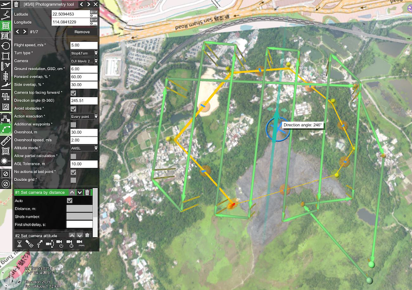 By default UgCS generates forwarded passes oriented along the longest side of the area