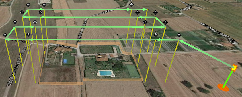 Example of route in UgCS with a safe take-off